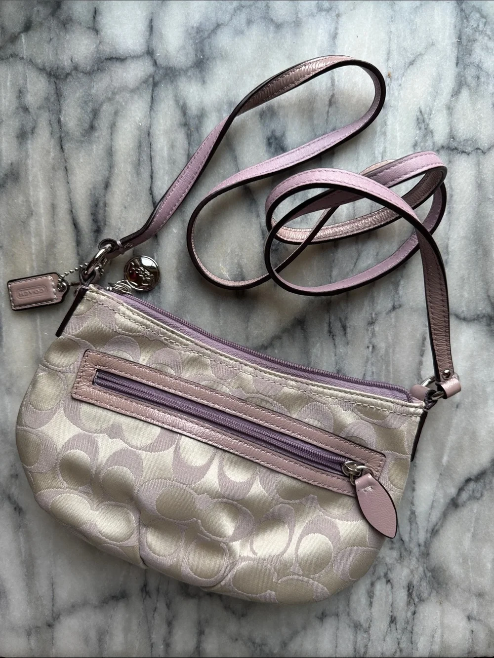 Coach Signature Lavender Crossbody Shoulder Bag